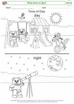 Mathematics - Kindergarten - Worksheet: What time of day?