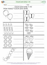 Mathematics - Kindergarten - Worksheet: Count and write 1-10
