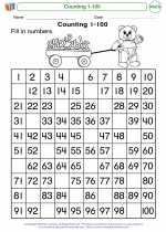 Mathematics - Kindergarten - Worksheet: Counting 1-100