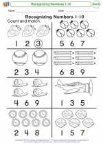 Mathematics - Kindergarten - Worksheet: Recognizing Numbers 1-10