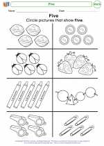 Mathematics - Kindergarten - Worksheet: Five