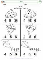 Mathematics - Kindergarten - Worksheet: Five