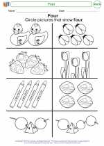 Mathematics - Kindergarten - Worksheet: Four