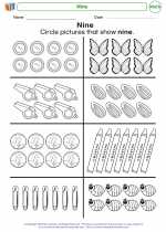 Mathematics - Kindergarten - Worksheet: Nine