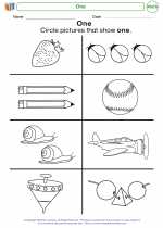 Mathematics - Kindergarten - Worksheet: One