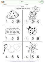 Mathematics - Kindergarten - Worksheet: Six