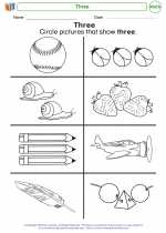 Mathematics - Kindergarten - Worksheet: Three