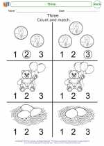 Mathematics - Kindergarten - Worksheet: Three