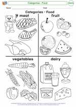 Mathematics - Kindergarten - Worksheet: Categories - Food