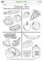 Mathematics - Kindergarten - Worksheet: Categories - Food
