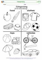 Mathematics - Kindergarten - Worksheet: Categorizing