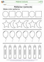 Mathematics - Kindergarten - Worksheet: Patterns I (a-b-a-b)