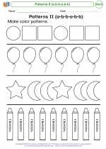 Mathematics - Kindergarten - Worksheet: Patterns II (a-b-b-a-b-b)