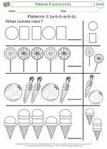 Mathematics - Kindergarten - Worksheet: Patterns II (a-b-b-a-b-b)