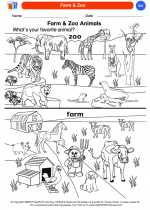 Science - Kindergarten - Worksheet: Farm & Zoo
