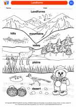 Science - Kindergarten - Worksheet: Landforms