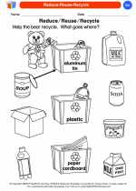 Science - Kindergarten - Worksheet: Reduce-Reuse-Recycle