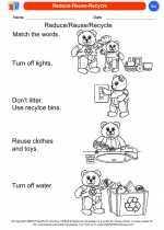 Science - Kindergarten - Worksheet: Reduce-Reuse-Recycle