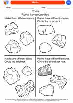 Science - Kindergarten - Worksheet: Rocks