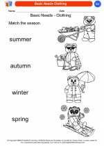 Science - Kindergarten - Worksheet: Basic Needs Clothing