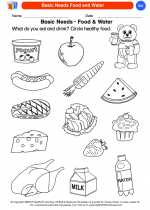 Science - Kindergarten - Worksheet: Basic Needs Food and Water