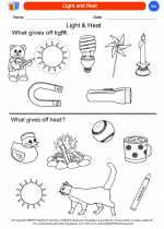 Science - Kindergarten - Worksheet: Light and Heat