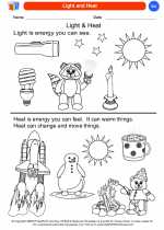 Science - Kindergarten - Worksheet: Light and Heat