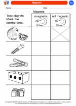 Science - Kindergarten - Worksheet: Magnets