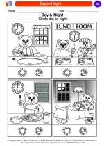 Science - Kindergarten - Worksheet: Day and Night