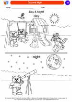 Science - Kindergarten - Worksheet: Day and Night