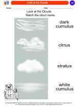 Science - Kindergarten - Worksheet: Look at the Clouds