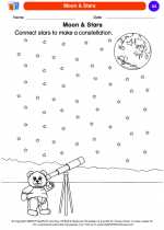 Science - Kindergarten - Worksheet: Moon & Stars