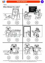 Social Studies - Kindergarten - Worksheet: Rules at School