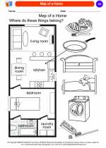 Social Studies - Kindergarten - Worksheet: Map of a Home