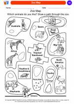Social Studies - Kindergarten - Worksheet: Zoo Map