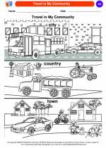 Social Studies - Kindergarten - Worksheet: Travel in My Community