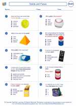 Mathematics - Third Grade - Worksheet: Solids and Faces