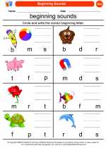 English Language Arts - Kindergarten - Worksheet: Beginning Sounds