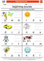 English Language Arts - Kindergarten - Worksheet: Beginning Sounds