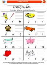 English Language Arts - Kindergarten - Worksheet: Ending Sounds