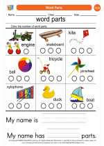 English Language Arts - Kindergarten - Worksheet: Word Parts