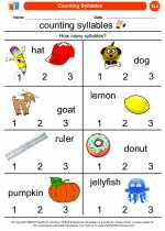 English Language Arts - Kindergarten - Worksheet: Counting Syllables