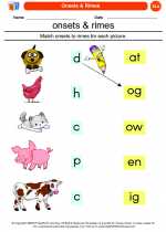 English Language Arts - Kindergarten - Worksheet: Onsets & Rimes