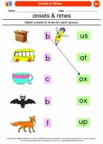 English Language Arts - Kindergarten - Worksheet: Onsets & Rimes