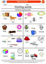 English Language Arts - Kindergarten - Worksheet: Rhyming Words