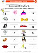 English Language Arts - Kindergarten - Worksheet: Beginning and Ending Sounds