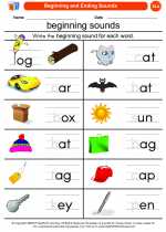 English Language Arts - Kindergarten - Worksheet: Beginning Sounds