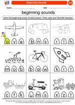 English Language Arts - Kindergarten - Worksheet: Beginning Sounds