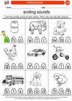 English Language Arts - Kindergarten - Worksheet: Ending Sounds