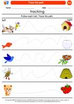 English Language Arts - Kindergarten - Worksheet: Trace the path